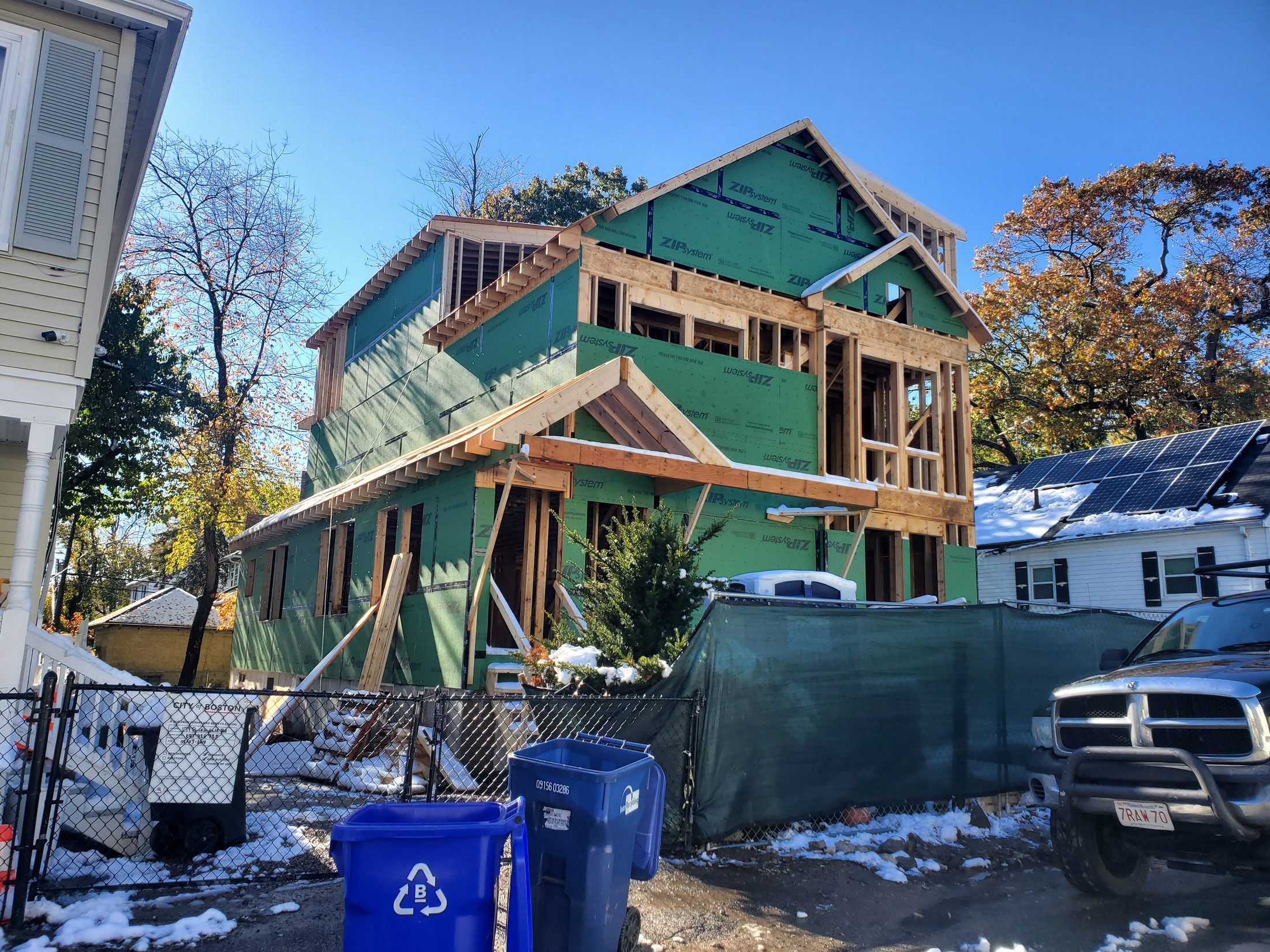 Roof framing stage at 179 Ruskindale Road